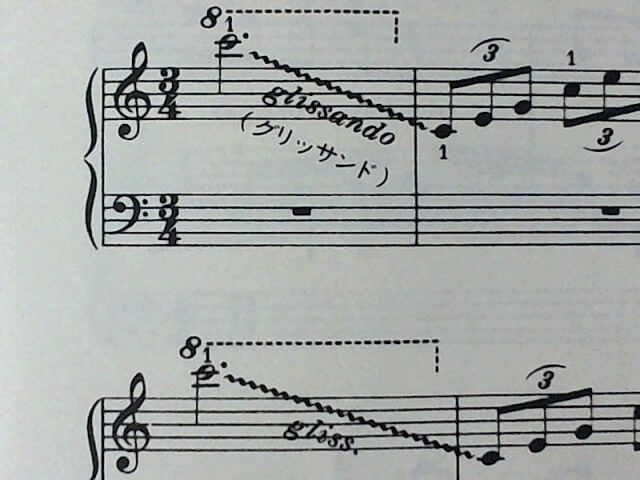 グリッサンドの楽譜上の表記