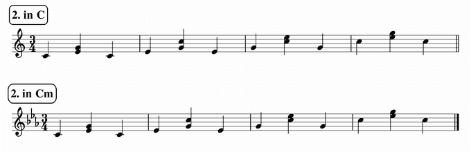 バスティンベーシックスピアノ４　転回形のおさらい　次のリズム２ in C & Cm 楽譜（写譜）