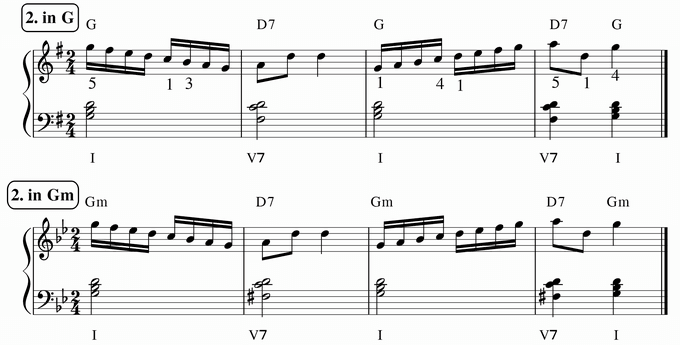バスティン４巻、16分音符予備練習２ in G & Gm 楽譜